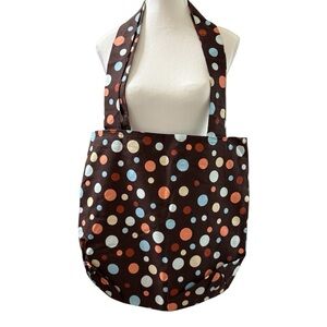 World Totes Reversible Tote Bag – 16” x 16” – Polka Dot & Brown Print